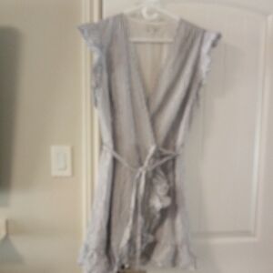 E5 Wayf XL Lined Striped Wrap Dress With Tie